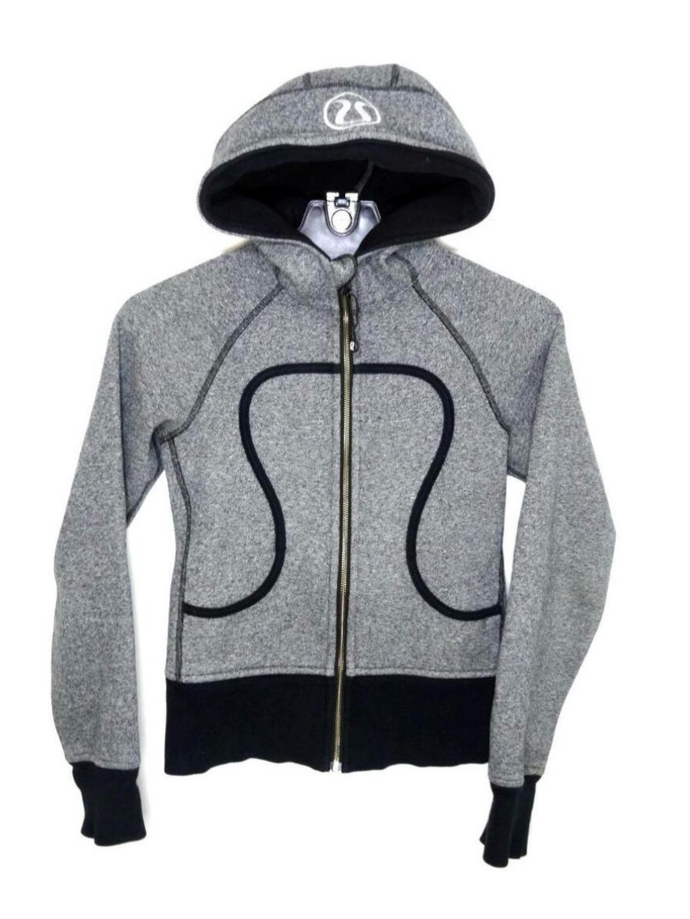 Lululemon Scuba Full Zip Hoodie Heathered Gray Black Size 2